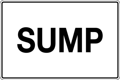 SIGN DANGER SUMP 300X450MM METAL CL1 REFLECTIVE BLACK ON WHITE
