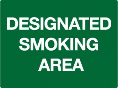 SIGN DESIGNATED SMOKING AREA 600X450 POLY 875369